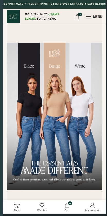 IRIS Contemporary Womenswear homepage preview