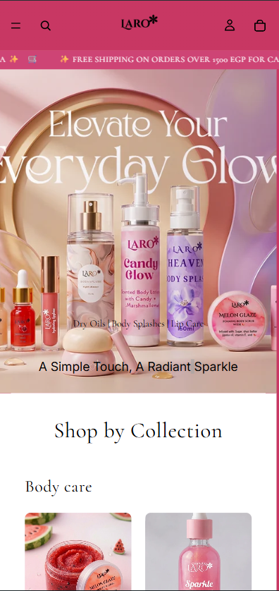 LARO Cosmetics homepage preview